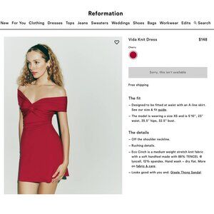 Reformation Vida Knit Dress Red - Size S